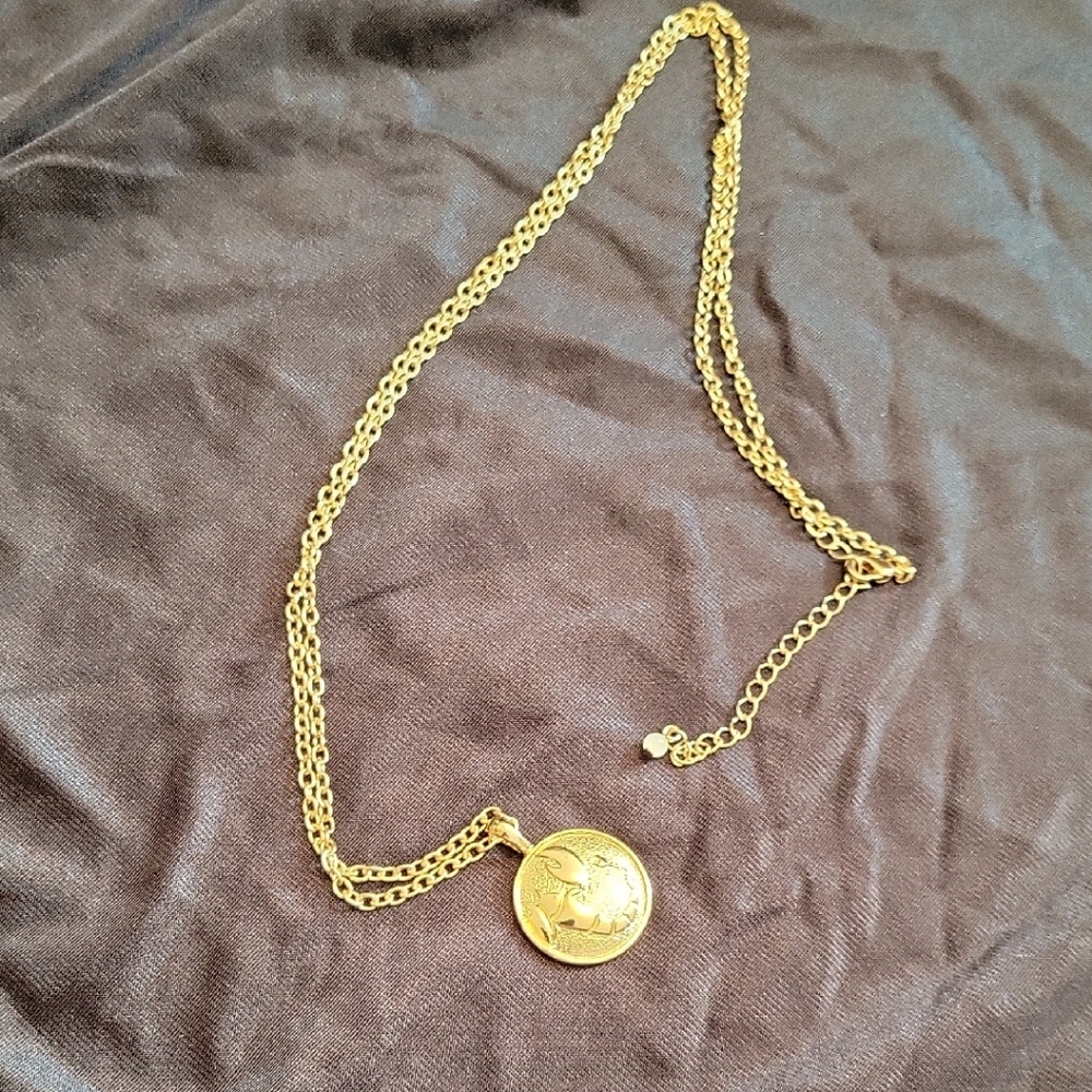 Chic Gold Tone Coin Pendant Necklace